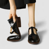 Ruth | Beige Brogue Mary Jane Pumps