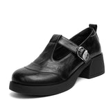Nicole | Brown Chunky Mary Jane Pumps