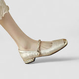 Simone | Green Metallic Mary Jane Heels