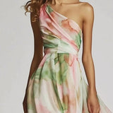 Flavia | Pastel One-Shoulder Maxi Dress