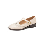 Claudia | Brown Brogue T-Bar Mary Janes