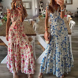 Shera | Blue Floral Strap Maxi Dress