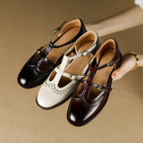 Martina | Brown Double-Strap Mary Janes