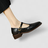 Ruth | Beige Brogue Mary Jane Pumps