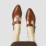 Eliane | Beige Pointed-Toe Flats