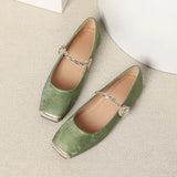Isabelle | Green Metallic Mary Janes