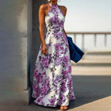 Camille | Blue Floral Halter Maxi Dress