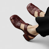 Eveline | Brown Woven Peep-Toe Pumps