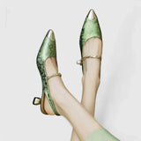 Seraphyane | Green Block Heel Sandals