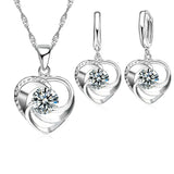 Sterling Silver Heart Shaped Necklace and Earrings