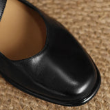 Sandra | Brown Square-Toe Flats