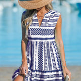 Katrina | Green Geometric V-Neck Dress