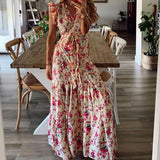 Shera | Blue Floral Strap Maxi Dress