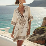 Danique | Cream Embroidered Kaftan Dress