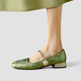 Simone | Green Metallic Mary Jane Heels