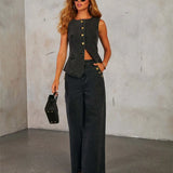 Marta | Denim Set with Button Vest