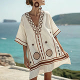 Gwen | Cream Geometric Kaftan Dress