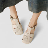 Eveline | Brown Woven Peep-Toe Pumps