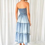 Lucia | Off-the-Shoulder Denim Dress with Tiered Skirt