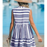 Katrina | Green Geometric V-Neck Dress