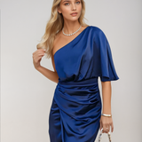 Gigi | Cobalt Draped One-Shoulder Dress