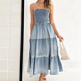 Lucia | Off-the-Shoulder Denim Dress with Tiered Skirt