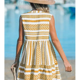 Katrina | Green Geometric V-Neck Dress