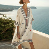 Naomi | Cream Embroidered Kaftan Dress