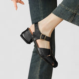 Eveline | Brown Woven Peep-Toe Pumps