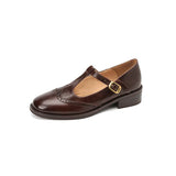 Claudia | Brown Brogue T-Bar Mary Janes