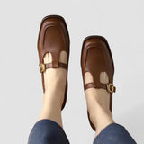Fabienne | Brown Square-Toe Pumps