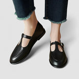 Rahel | Black T-Bar Mary Jane Flats