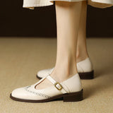 Claudia | Brown Brogue T-Bar Mary Janes