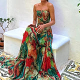 Juliette | Multicolour Paisley Strapless Dress