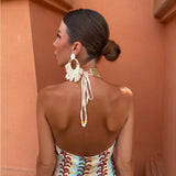Chloe | Multicolour Geometric Halter Dress