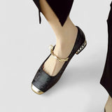 Simone | Green Metallic Mary Jane Heels