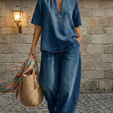 Giulia | Denim Set with Wide Pants