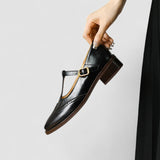 Ruth | Beige Brogue Mary Jane Pumps