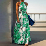 Camille | Blue Floral Halter Maxi Dress