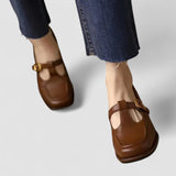 Fabienne | Brown Square-Toe Pumps
