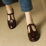 Claudia | Brown Brogue T-Bar Mary Janes