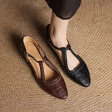 Juliette | Brown Braided T-Strap Pumps