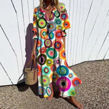 Marissa | Blue Leaf-Print Button Dress