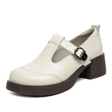 Nicole | Brown Chunky Mary Jane Pumps