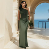 Celeste | Brown One-Shoulder Maxi Dress