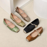 Isabelle | Green Metallic Mary Janes