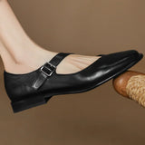 Sandra | Brown Square-Toe Flats
