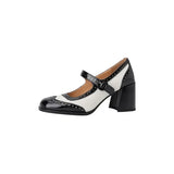 Yvonne | Brown T-Bar Block-Heel Pumps