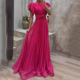 Abigail | Hot Pink Pleated Maxi Dress