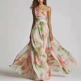Flavia | Pastel One-Shoulder Maxi Dress